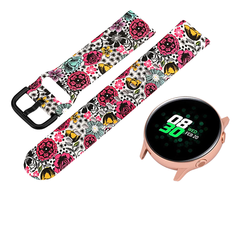 20 мм силиконовый ремешок для часов с принтом для samsung Galaxy Watch Active 2 42 мм спортивный ремешок для Huami Amazfit BIP Smart Watch Band