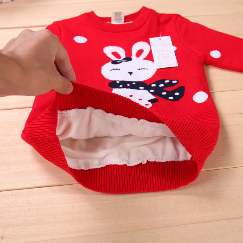 

Autumn And Winter CHILDREN'S round Collar Sweater Baby Brushed And Thick Sweater Small CHILDREN'S Pure Cotton Base Shirt