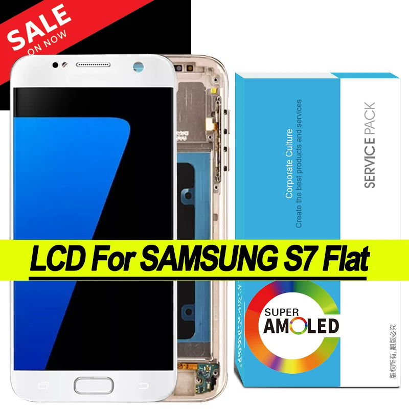 ЖК-дисплей Super AMOLED 5 1 дюйма с сенсорным экраном дигитайзер в сборе для Samsung Galaxy S7 Flat