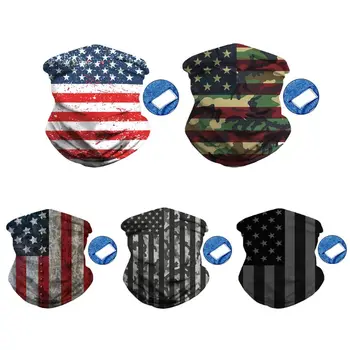 

Flag Printed Mouth Mask Seamless Headscarf Bandana Neck Gaiter Rechangable PM2.5 Meltblown Cloth Filter Respirator