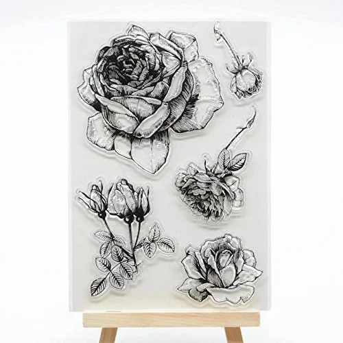 

Rose Transparent Silicone Stamp DIY Album Scrapbook Flower Leaf Stamp Handmade Birthday Card