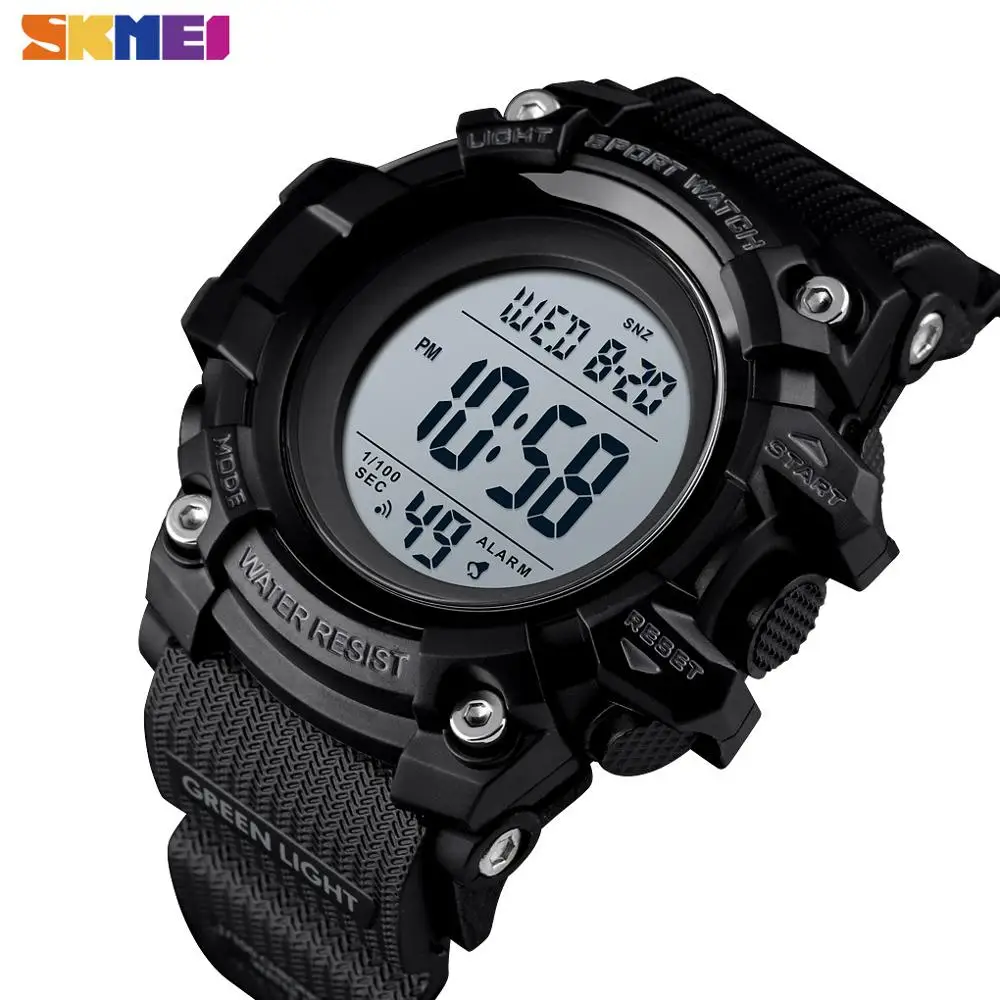 SKMEI Outdoor Sport Mens Watches Shock Protection Digital Wristwatch Men Chrono 2 Time PU Leather Alarm Clock Reloj 1552 Hour afbeelding
