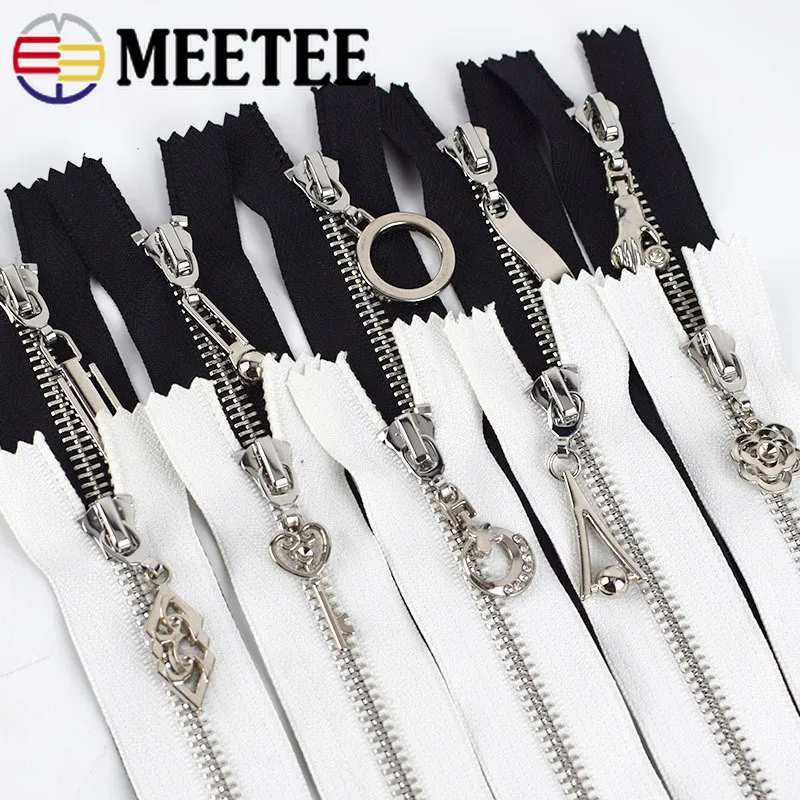 

Meetee 5/10pcs 20cm 5# Metal Zipper Close-End DIY Bag Purse Garment Sewing Tailor Accessory Black Zipper Jackets Zippers ZA409