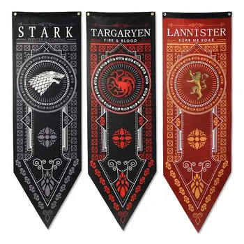 

46x150cm Banner House Stark Game and Animation Wolf Tornament Home Decor Banner Flag House KTV Bar Stark Wall Hanging Flag