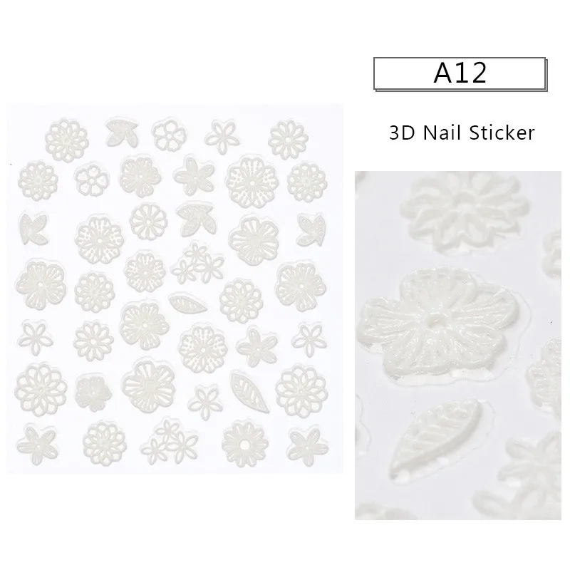 1 лист 3D тисненые цветы наклейки для ногтей самоклеющиеся наклейки акриловые дизайны с гравировкой фольги украшения для ногтей - Цвет: AS06519