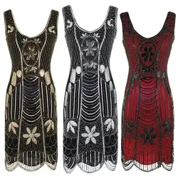 Great Gatsby/Винтажные женские платья с блестками 1920 s, украшенные блестками, нарядное платье, костюм арт-деко, платье с оборками DT1326