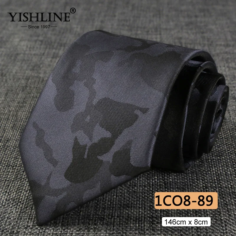 1CO8-89 YISHLINE, распродажа, 8 см, мужские галстуки, классический галстук, синий, для мужчин, в полоску, в клетку, серый, розовый, деловой галстук для жениха, свадебные аксессуары - Цвет: 1CO8-89