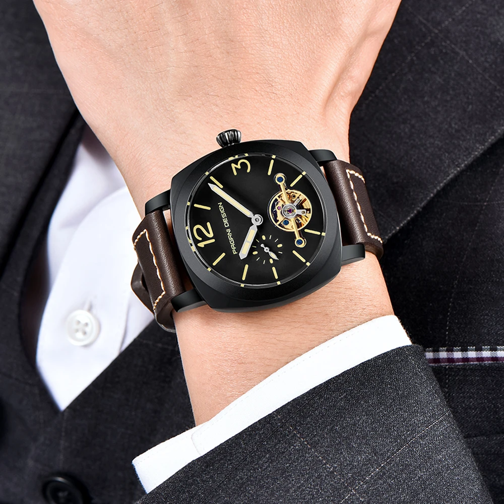 high quality PAGANI DESIGN Luxury Tourbillon Mechanical Watches Luminous Genuine Leather Fashion Casual Skeleton Automatic Watch free dropshipping 2020 (19)
