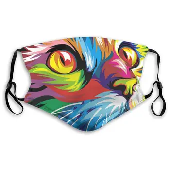 

3D Colourful Cat Art Washable Reusable Mask Anti Dust Half Face Mouth Mask For Kids Teens Men Women With Adjustable Ear Loops