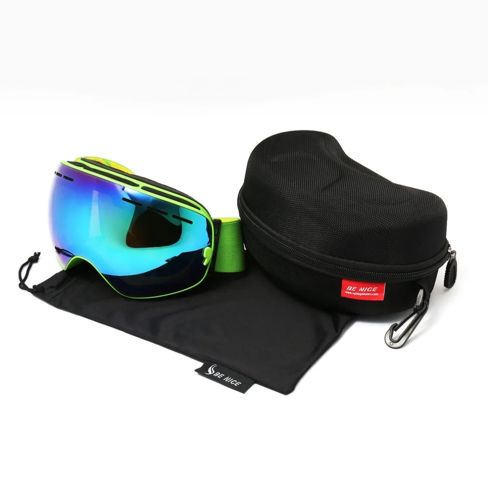BE NICE Лыжный Сноуборд сноубордические очки с магнитом, Быстро меняющиеся линзы, защита UV400, противотуманные сферические безрамные очки
