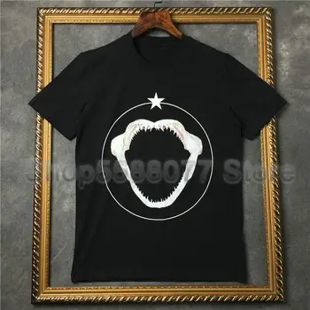 

2020 Summer Designer Luxury Brand Give Mens T Shirt T-shirt Europe Shark Mouth 3d Circle Star Print Cotton Casual Tshirt Tee Top