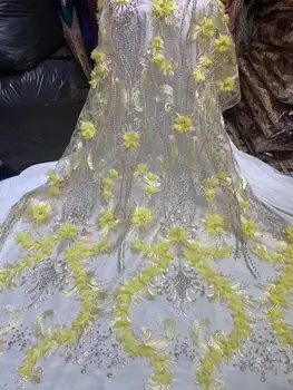 

New Design High Quality Nigerian Embroidery Sequins Lace Fabrics African Tulle Lace Fabric Fashion French Lace Fabric With Beads