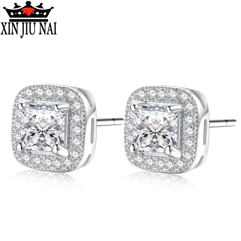 Серьги-гвоздики с квадратным фианитом | Украшения и аксессуары