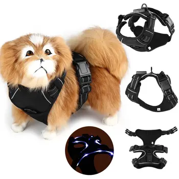 

Pet Dog Harness Collar Mesh Nylon Reflective LED Leash Set for Pet Chest Strap USB Rechargeable Dog Supplies