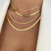 Hot Fashion Unisex Snake Chain Women Necklace Choker Stainless Steel Herringbone Gold Color Chain Necklace For Women Jewelry 1
