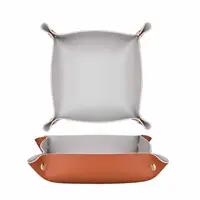 60% Hot Sale Fashion Key Storage Box Multi-purpose Snap Button Design Faux Leather Desktop Jewelry Cosmetic Plate Tray for Home 1