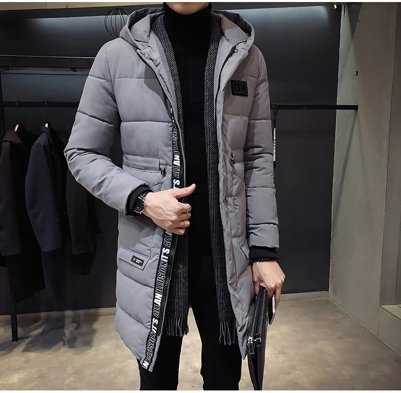 AliExpress для мужчин осень и зима новое толстое хлопковое пальто мода корейский стиль с капюшоном хлопок-ватник куртка средней длины с хлопковой подкладкой