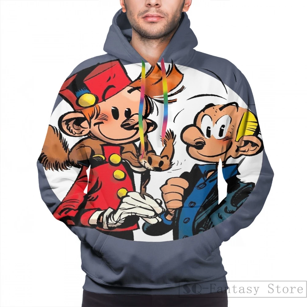 Мужские толстовки, свитшоты для женщин с забавным принтом Spirou et Fantasio, Повседневная Толстовка с капюшоном, Streatwear