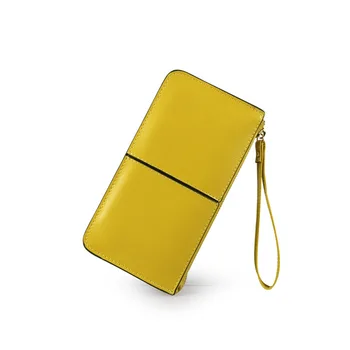 

Women's wallet Korean version of the long leather wallet Korean fashion multi-card zipper stitching solid color wallet purses