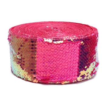 

(25Y/lot)3 inch rainbow reversible sparkle sequin liston ribbon