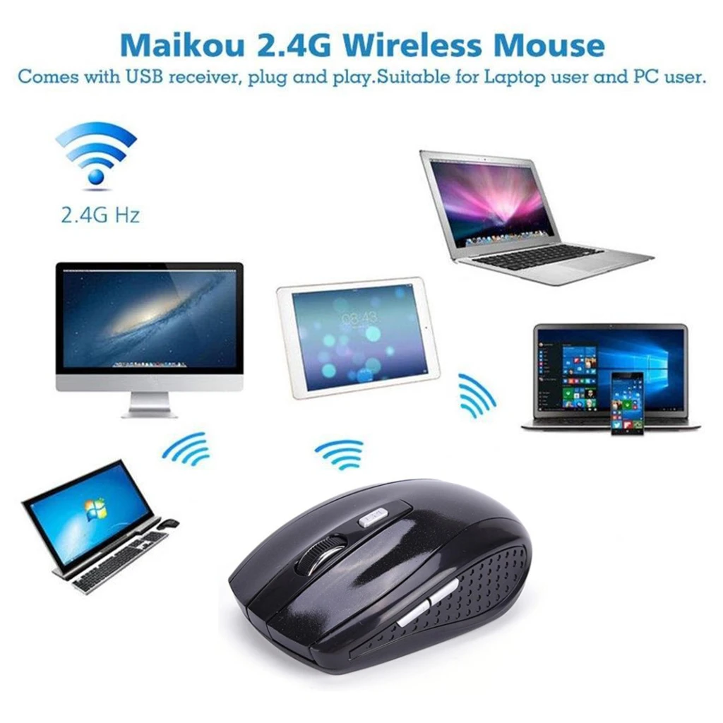 Mini Portable 2.4Ghz Wireless Mouse Wireless Optical Laptop Mouse Mice with USB Receiver 6 Button 4 Adjustable DPI Computer Mice