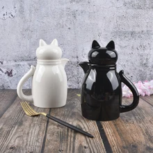 Керамический кот латте молочный кувшин с крышкой кувшин для крема Pull Цветочная чашка вспениватель молока для кофе вспенивание молока инструмент посуда для кофе pf92803