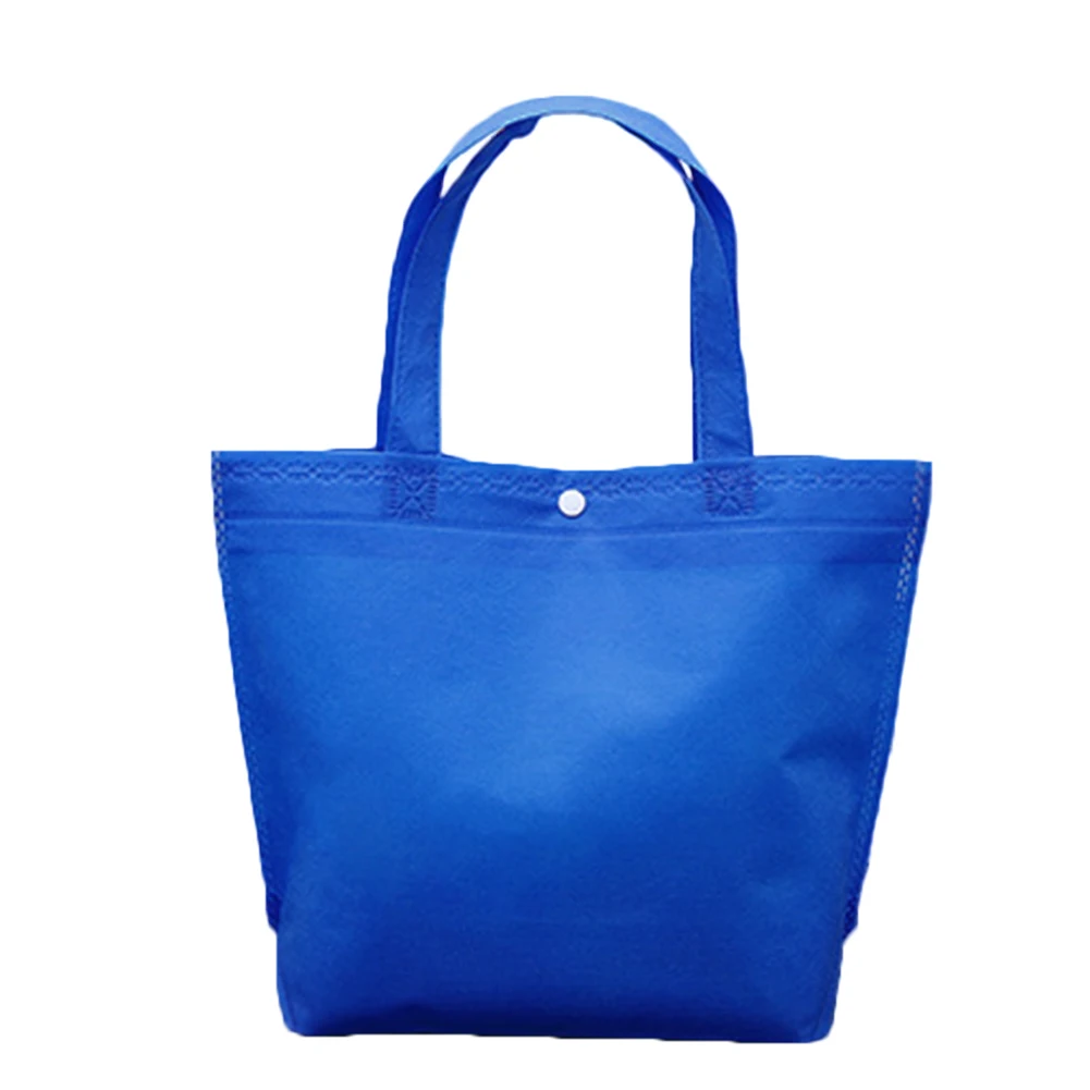 Новая многоразовая сумка для покупок, одноцветная Складная Сумка-тоут на кнопках, модная настраиваемая Эко сумка из нетканого материала, Женская дорожная сумка для хранения - Цвет: deep blue