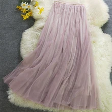 Новинка; сетчатая юбка; юбка средней длины; сезон осень-зима; стильная юбка Феи; подходит для тонких бедер