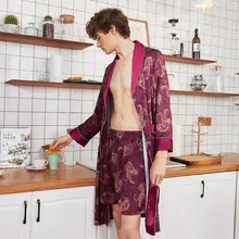 Мужская Шелковая пижама, шорты, халат, домашний интерьер, комплект из двух предметов, принт с v-образным вырезом, Удобный Повседневный модный халат для мужчин, Звездные войны