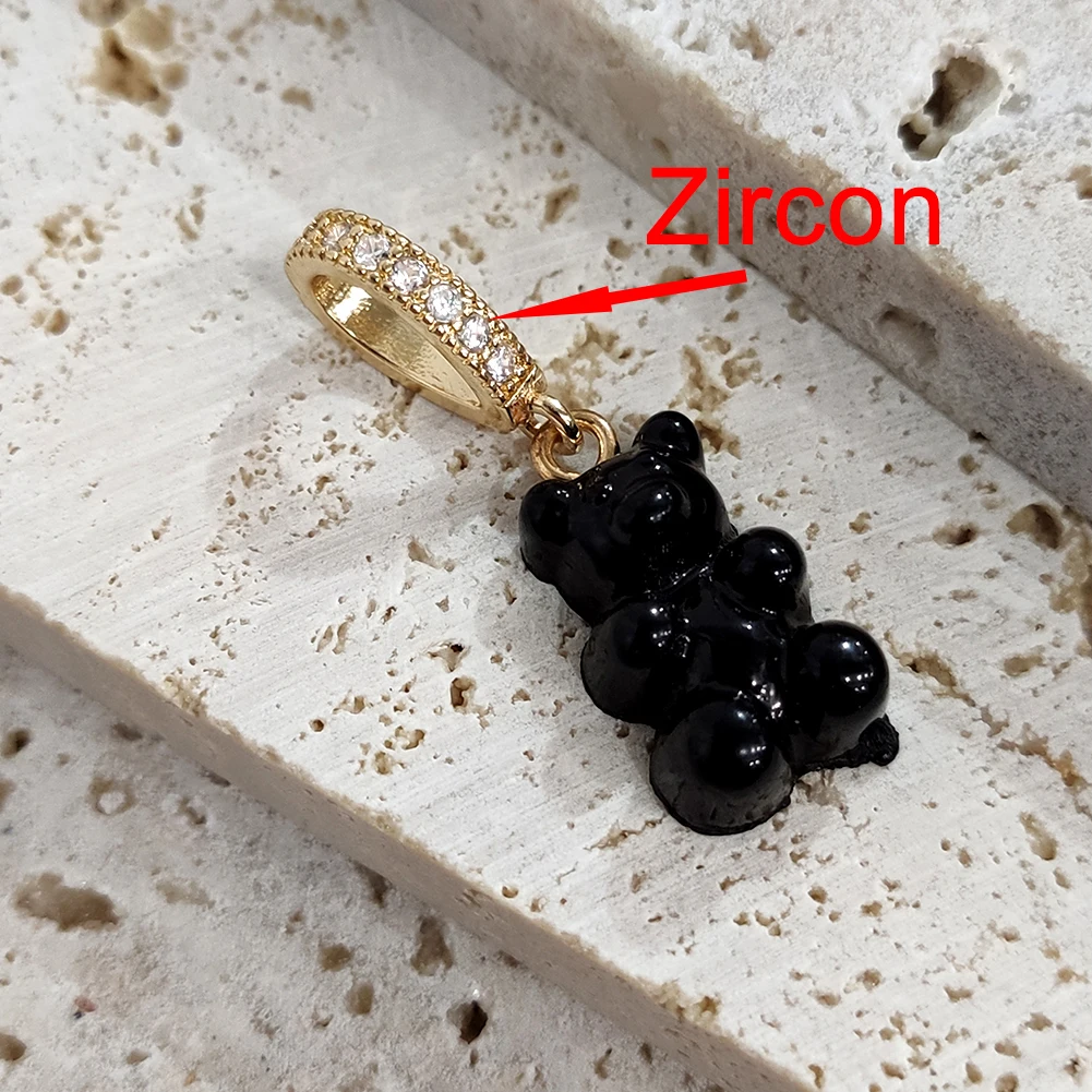 2021 Candy Color Gummy Bear Resin Pendant Necklace for Women Simple Golden Metal Chain Necklace Female Fashion Jewelry Gifts 