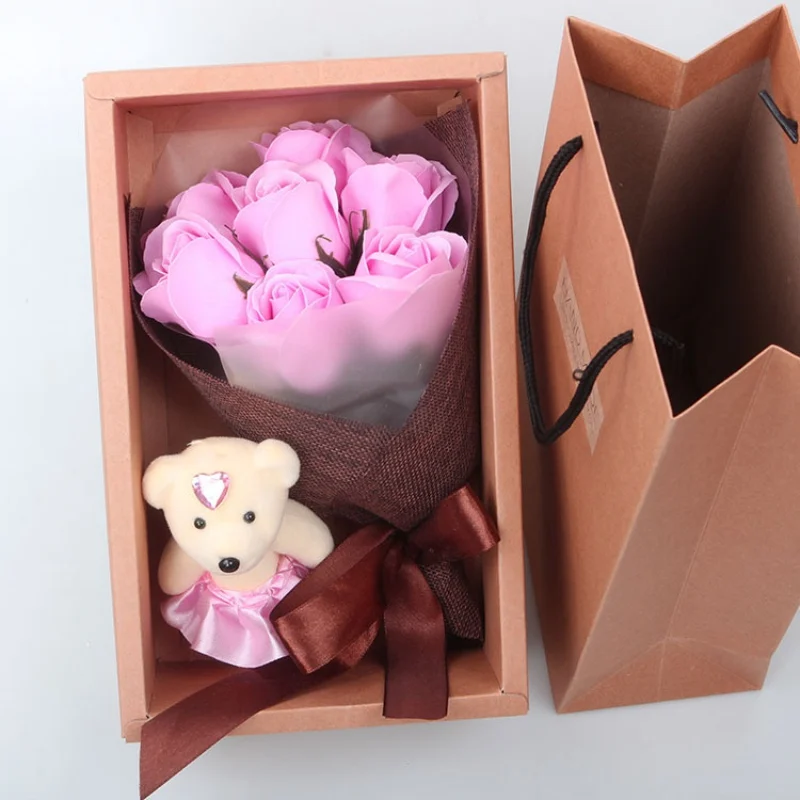 

Flower Soap Rose Heart Scented Diy Petal Bouquet Shape Soap Case Wedding Decoration For Souvenir Valentines Day Decor Gift Flore
