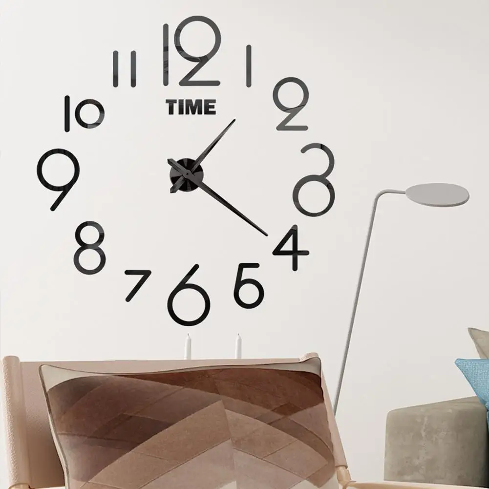Wall Decor Self adhesive Large DIY Frameless Wall Clock for Bedroom