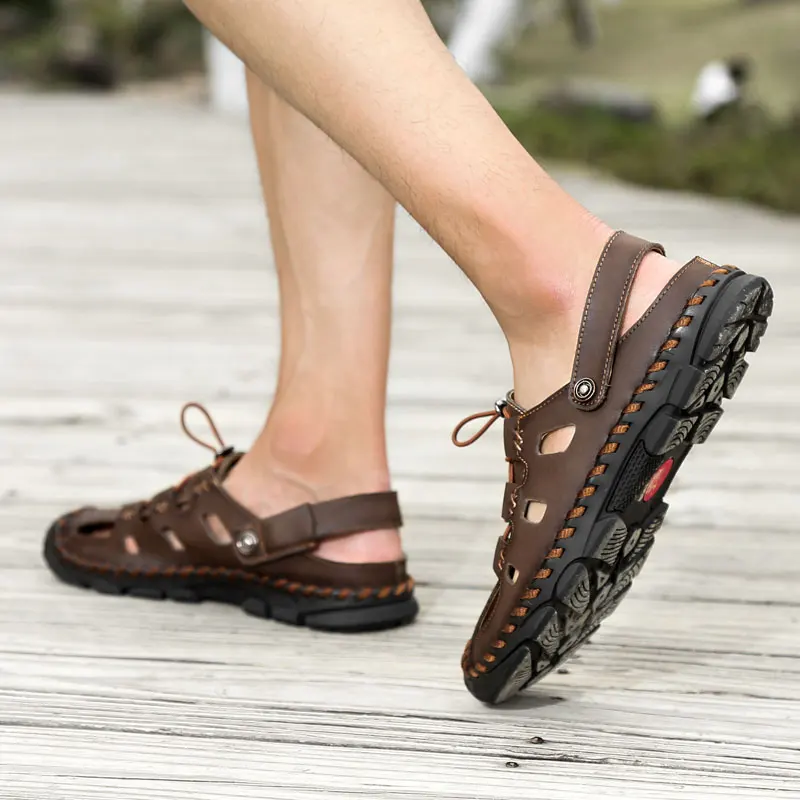Men's Sandals Men's Summer Shoes Handwork Leather Men Beach Sandals Comfortable Design Men Beach Shoes Outdoor Men Sandals