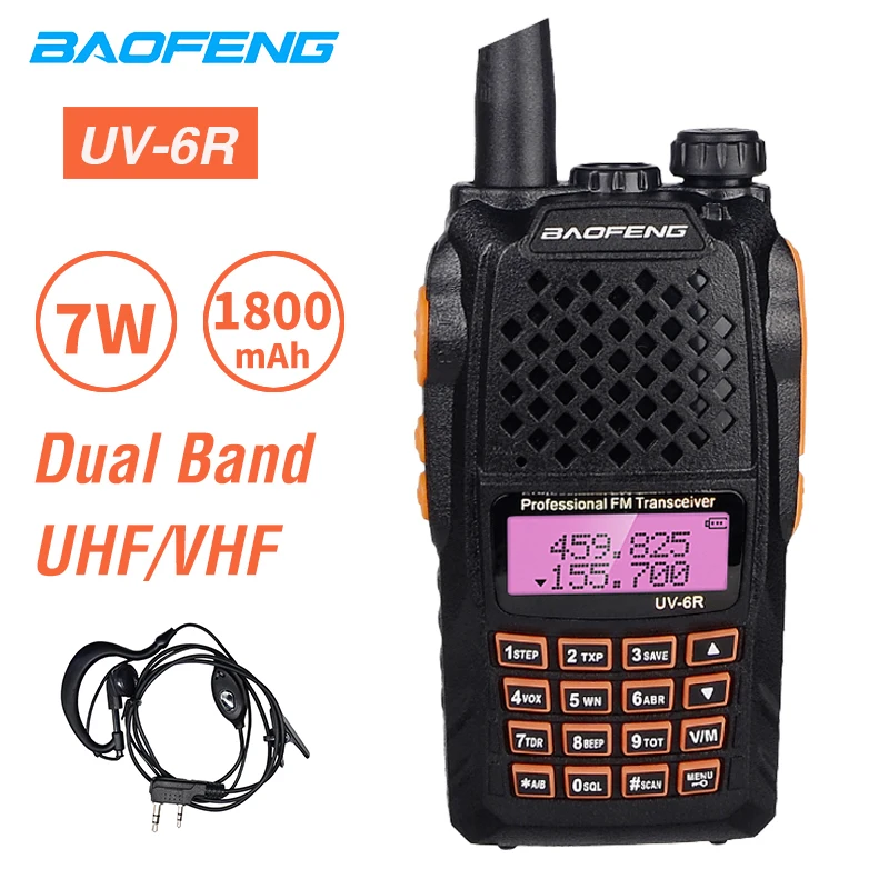 Baofeng UV 6R рация 7 Вт Профессиональный CB радио двухдиапазонный LCD приемопередатчик с