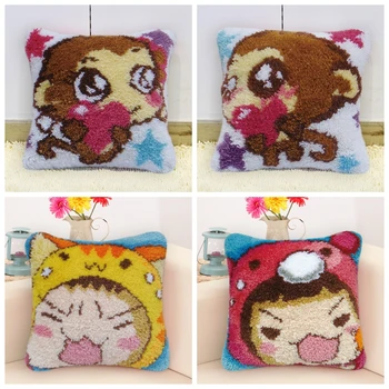 

DIY For Needlework Foamiran Sheets Anime Latch Hook Rug Kits Couples Pillow Latch Hook For Handiwork Embroidery Sets Cushion F
