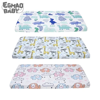 

130*70cm Fitted Crib Sheet for Unisex Boys and Girls Baby Standard Crib and Toddler Mattresses Cover Elephant Dinosaur