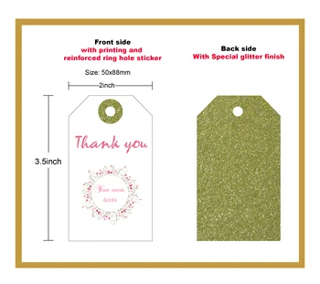 

Beautiful Flower wreath with herbs, daisy and wild flowers Wedding Thank You Gift Tag with Personalized Texts - Pearlized paper