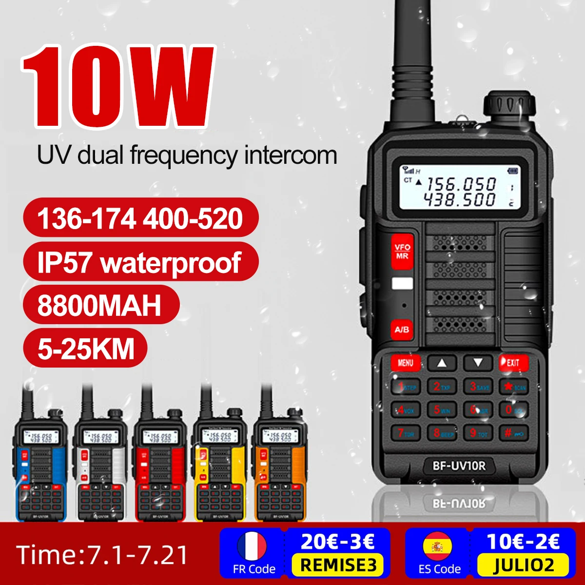 Профессиональный Baofeng иди и болтай Walkie Talkie “иди UV-10R высокое Мощность 10 Вт 8800 мАч