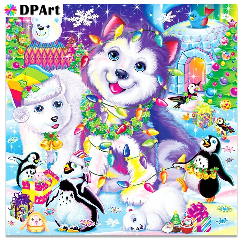 Diamond Painting Full Square/Round Drill Christmas dog Cartoon Gift 5D Daimond Embroidery Cross Stitch Decor Zou465 | Дом и сад