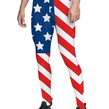День Независимости тема звезды и волны абстрактные геометрические Американский Флаг Дизайн брюки для мужчин День Независимости животик контроль скрытый P