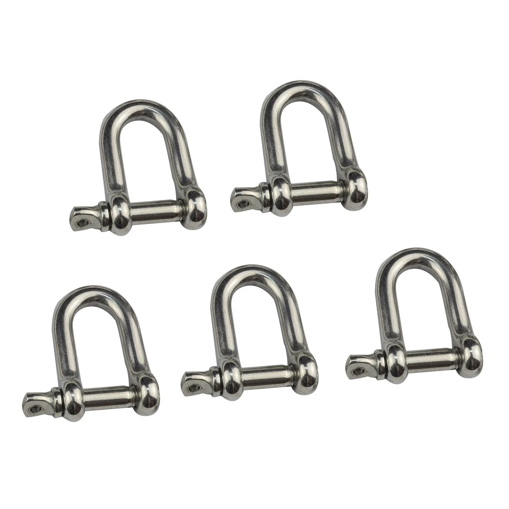 5pcs filetage M4 Acier Inoxydable 304 D Forme Manille U lock Wire Rope Fastener