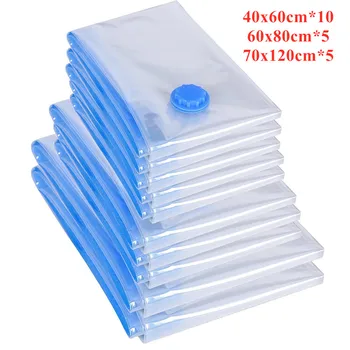 

20pc Transparent Vacuum Seal Compressed Organizer Bag Household Various Size Space Saver Storage Bags For Clothes Blankets
