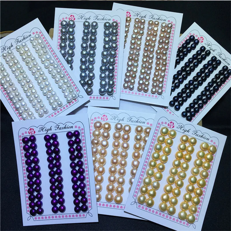 

3-10.5mm 3A Grade Dyed Purple Black Gray Yellow Half Drilled Wholesale Cultured Natural Freshwater Button Shape Loose Pearls