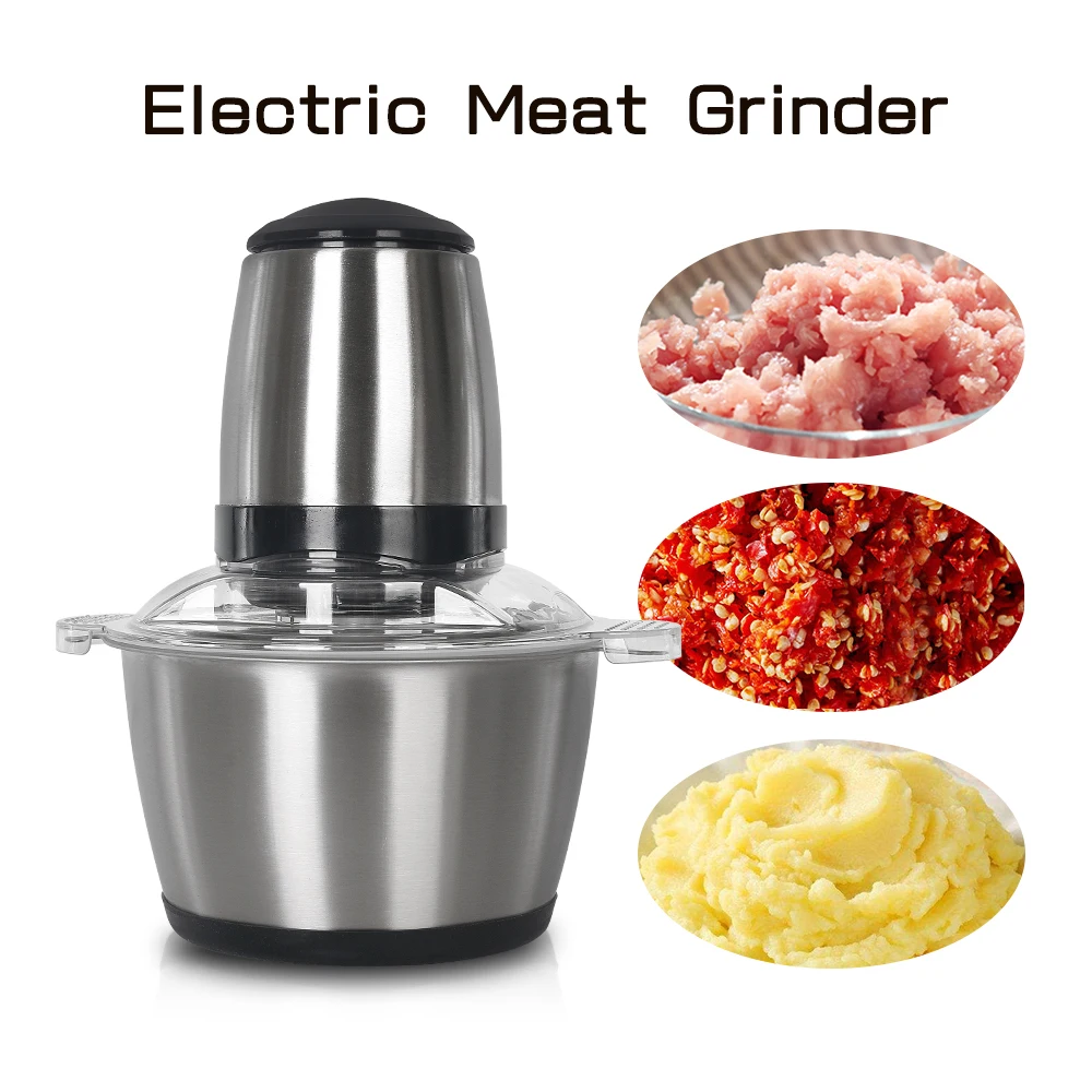 

2L Electric Stainless Steel Meat Grinder Household Mini Mincing Machine Meat Chopper Kitchen Tools