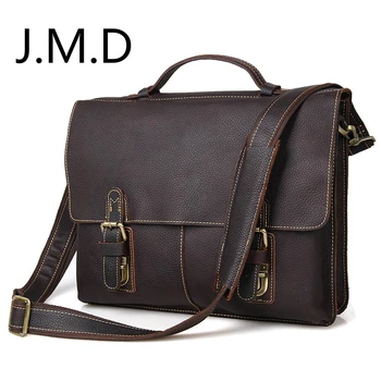 

J.M.D 100% Classic Leather Fashion Vintage Crazy Horse Leather Men's Handbag Shoulder Messenger Bag Laptop Bag Briefcase 7090