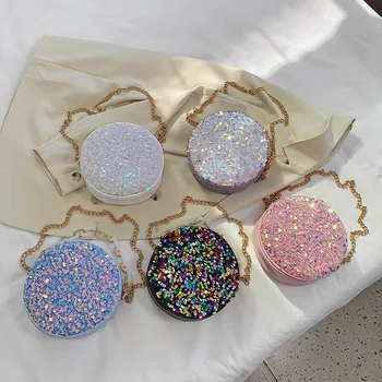 

2020 Summer New Chain Sequins Crossbody Bags For Women Cricular Luxury Handbags Designer Shoulder Bag Sac A Main Femme Messenger