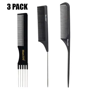 

XY Fancy 3pcs Professional Fine-tooth Hair Comb with Stainless Steel Rat Tail Anti-static Hairbrush Hairdressing Styling Tool