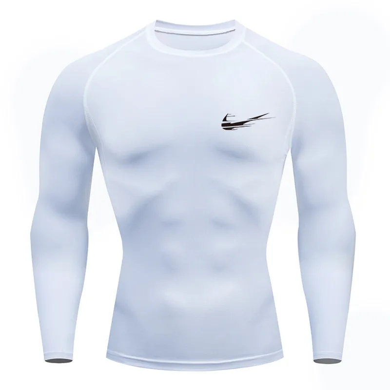 

2019 new men's long-sleeved running shirt men's compression tight-fitting T-shirt sports tights fitness gym training shirt