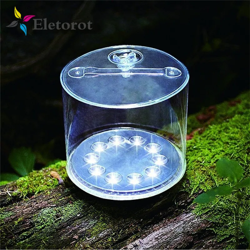 

1PCS 10*LED Camping Solar Powered Light Outdoor Foldable Inflatable Portable Waterproof Lamp For Garden Yard White/RGB Lantern