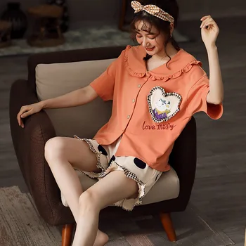 

2020 pajamas women's cotton short-sleeved sweet home clothes TikTok fast hand live with goods